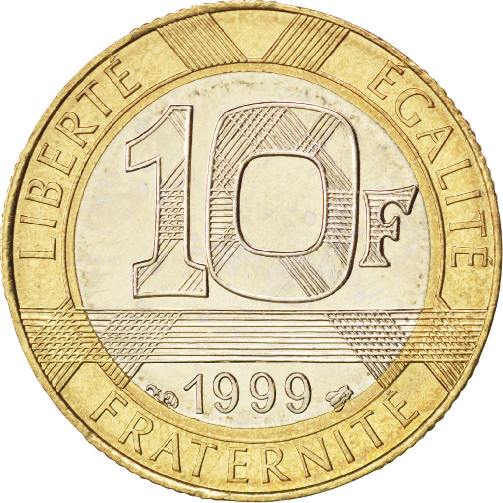 FRANCE, Génie, 10 Francs, 1999, KM #964.2, MS(60-62), Aluminum-Bronze, 23, G...
