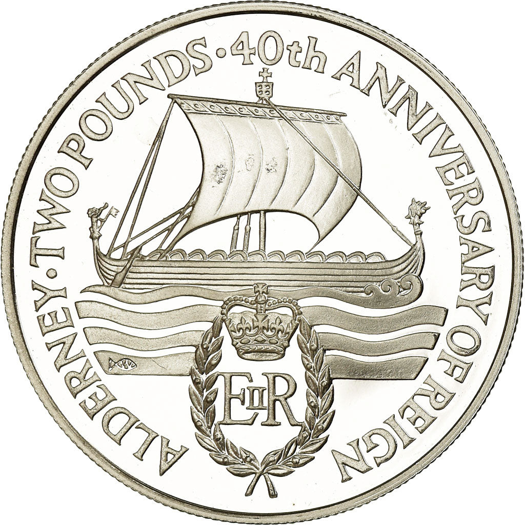 Coin, Alderney, Elizabeth II, 2 Pounds, 1992, Proof, MS(63), Silver, KM:3a