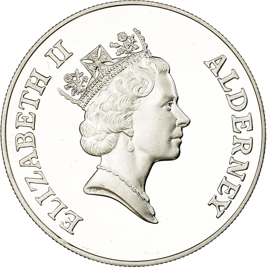 Coin, Alderney, Elizabeth II, 2 Pounds, 1990, Proof, MS(63), Silver, KM:13a