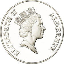 Moneda, Alderney, Elizabeth II, 2 Pounds, 1990, Proof, SC, Plata, KM:13a