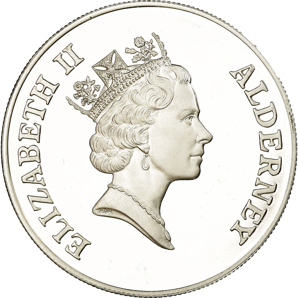Coin, Alderney, Elizabeth II, 5 Pounds, 1995, Proof, MS(63), Silver, KM:14A