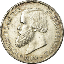 Coin, Brazil, Pedro II, 2000 Reis, 1889, AU(55-58), Silver, KM:485