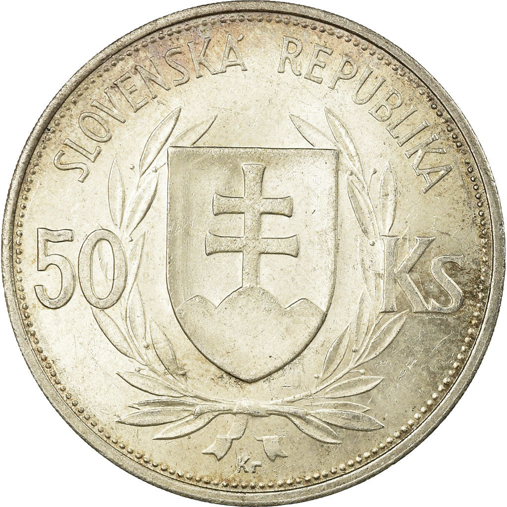 Coin, Slovakia, 50 Korun, 1944, AU(55-58), Silver, KM:10