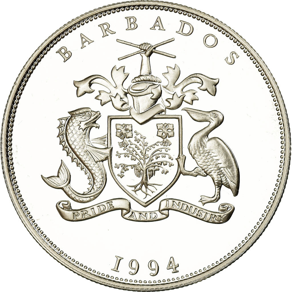 Moneta, Barbados, 5 Dollars, 1994, Proof, SPL, Argento, KM:54