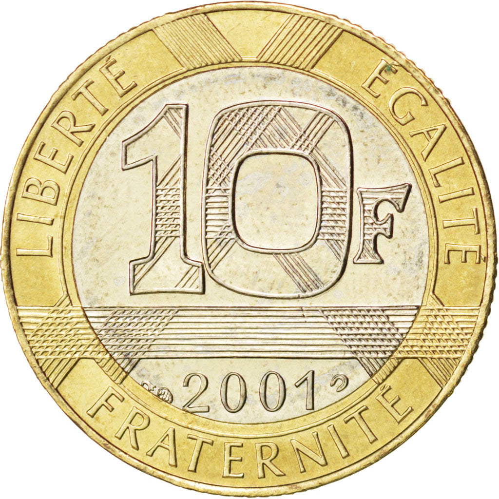 FRANCE, Génie, 10 Francs, 2001, KM #964.2, MS(63), Aluminum-Bronze, 23, Gadoury 