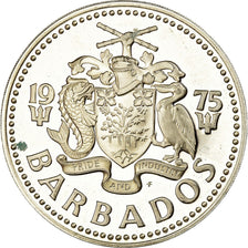 Coin, Barbados, 5 Dollars, 1975, Franklin Mint, MS(63), Silver, KM:16a