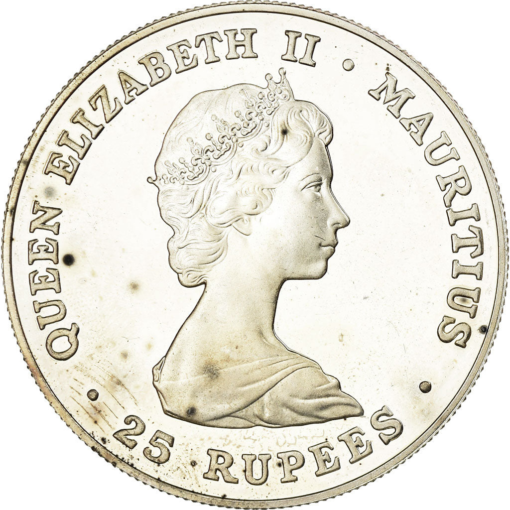 Moneda, Mauricio, 25 Rupees, 1982, Proof, SC, Plata, KM:49
