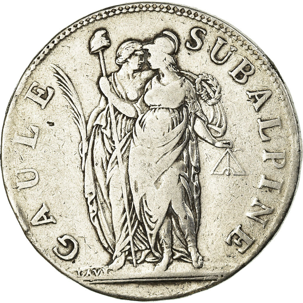 Moneta, STATI ITALIANI, PIEDMONT REPUBLIC, 5 Francs, An 10, Turin, MB+, Argento