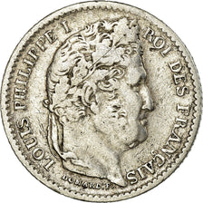 Coin, France, Louis-Philippe, 25 Centimes, 1845, Rouen, EF(40-45), Silver