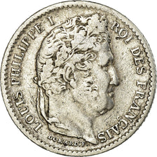 Moeda, França, Louis-Philippe, 25 Centimes, 1845, Rouen, EF(40-45), Prata