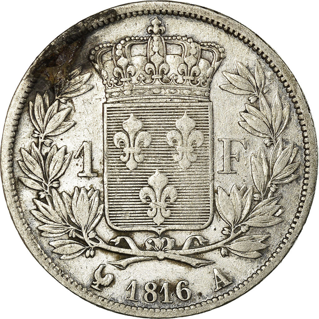 Coin, France, Louis XVIII, Louis XVIII, Franc, 1816, Paris, VF(30-35), Silver