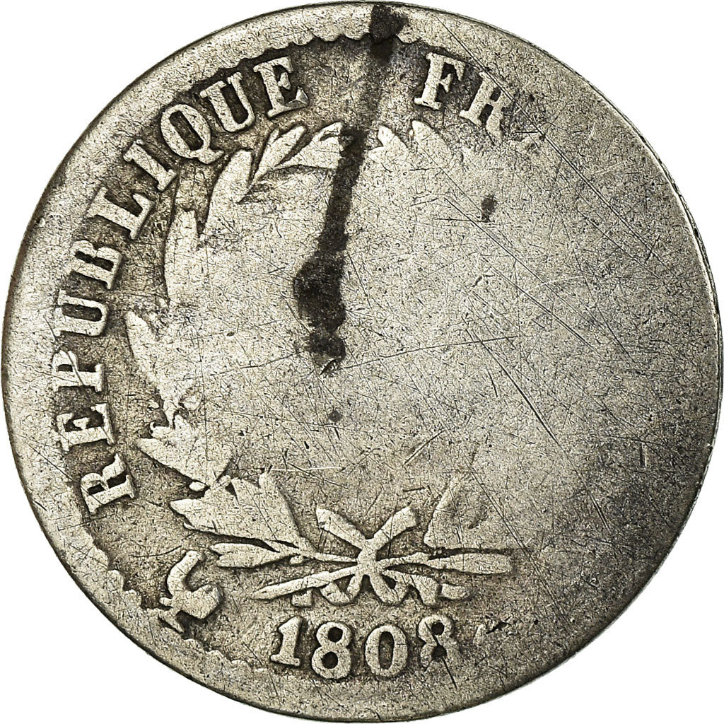 Munten, Frankrijk, Napoléon I, 1/2 Franc, 1808, Paris, ZG+, Zilver, KM:680.1