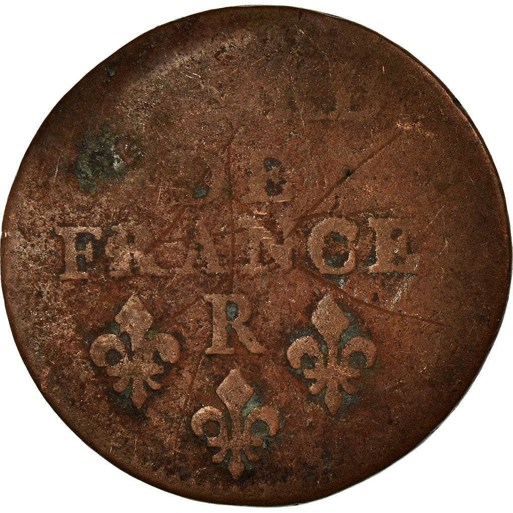 Moneta, Francja, Louis XIV, Liard de France au buste juvénile, deuxième type