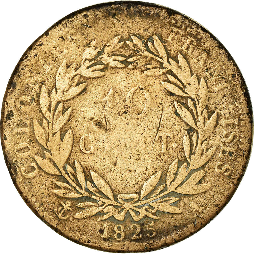 Coin, FRENCH COLONIES, Charles X, 10 Centimes, 1825, Paris, VF(20-25), Bronze