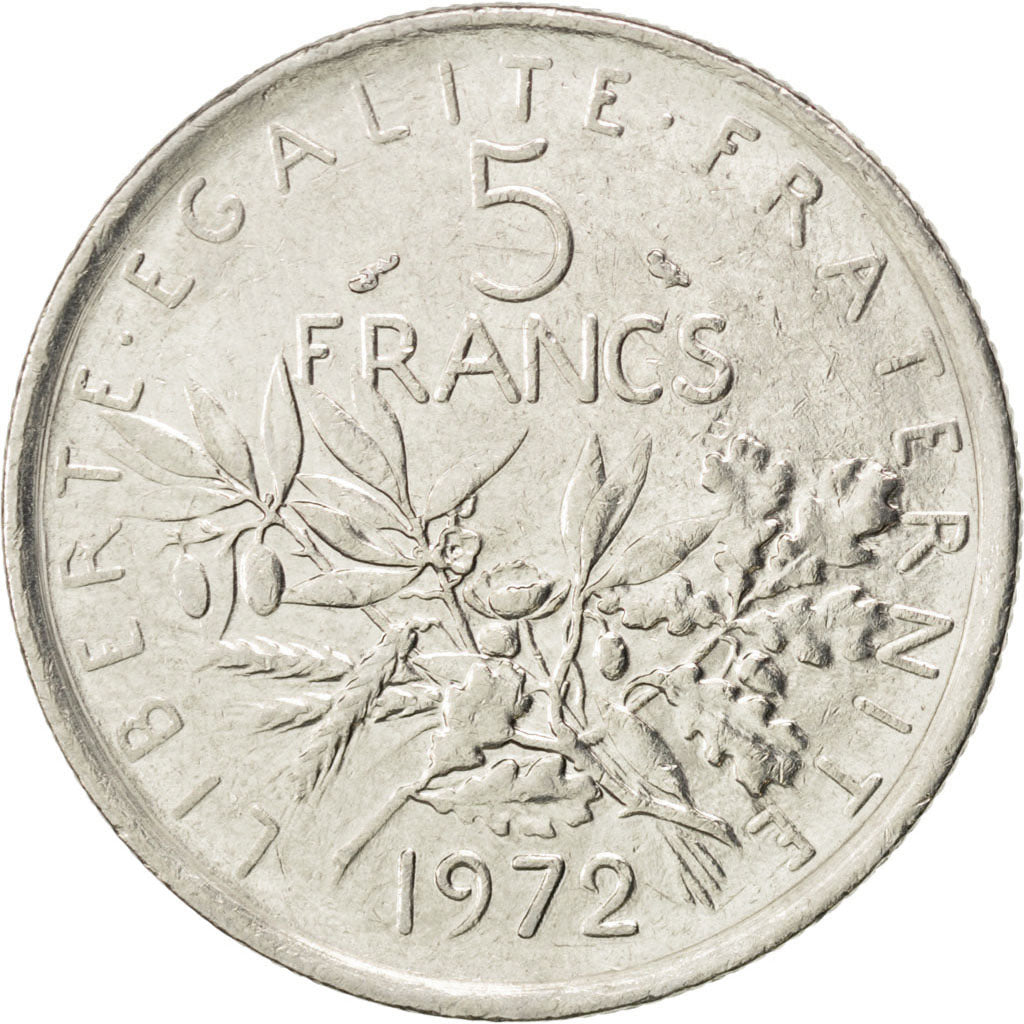 Vème République, 5 Francs Semeuse 1972, KM 926a.1