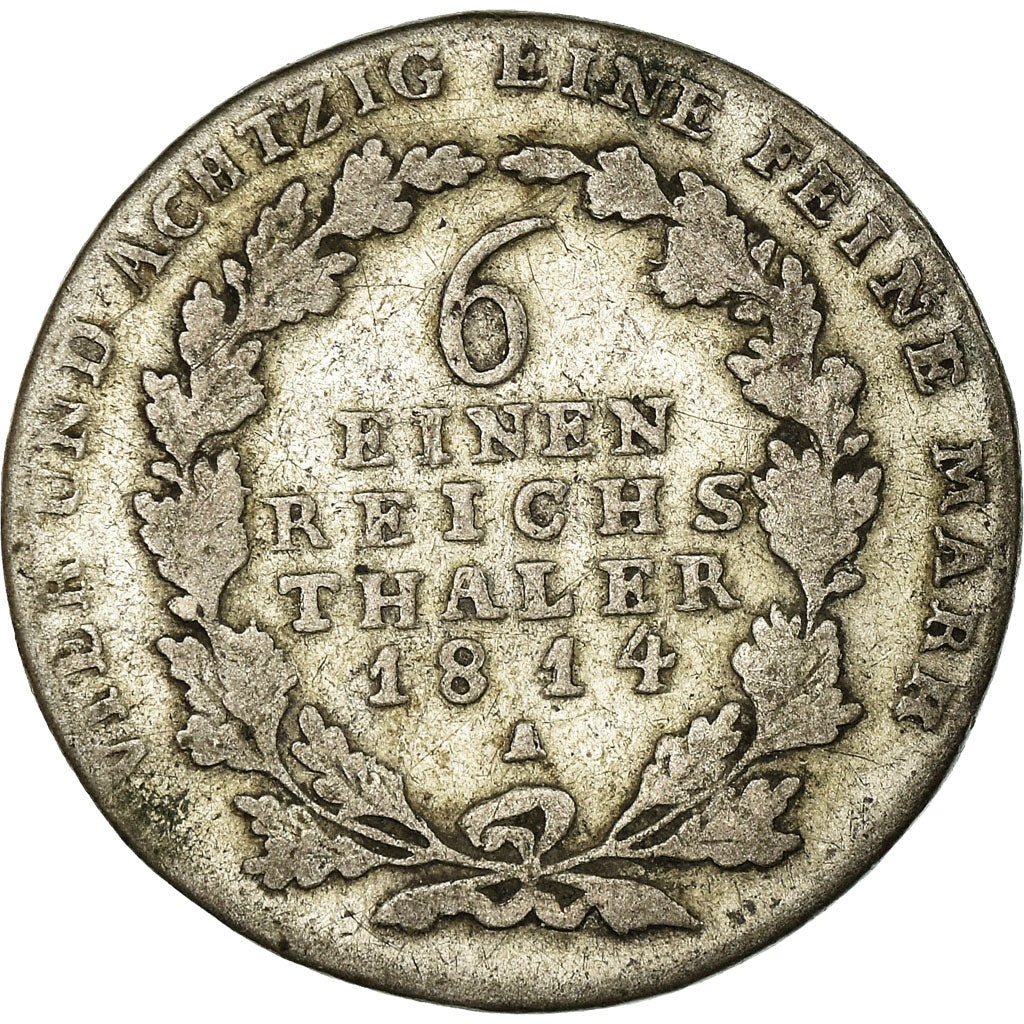 Coin, German States, PRUSSIA, Friedrich Wilhelm III, 1/6 Thaler, 1814, Berlin