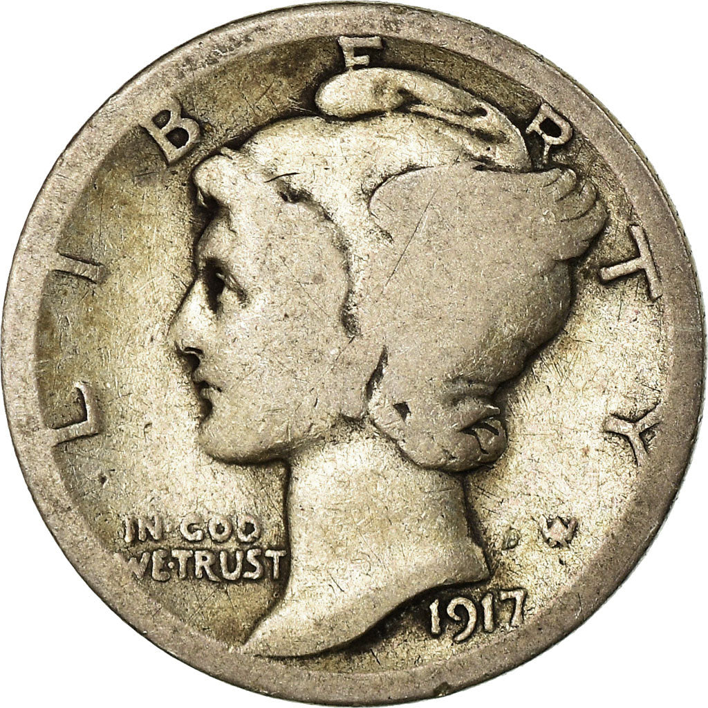 Moneta, Stati Uniti, Mercury Dime, Dime, 1917, U.S. Mint, Philadelphia, MB