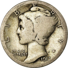 Moneta, Stati Uniti, Mercury Dime, Dime, 1917, U.S. Mint, Philadelphia, MB
