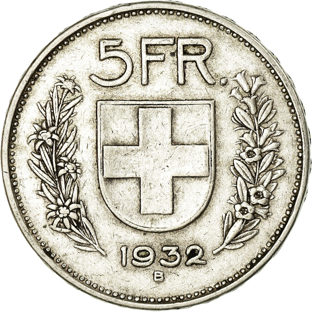 Coin, Switzerland, 5 Francs, 1932, Bern, EF(40-45), Silver, KM:40