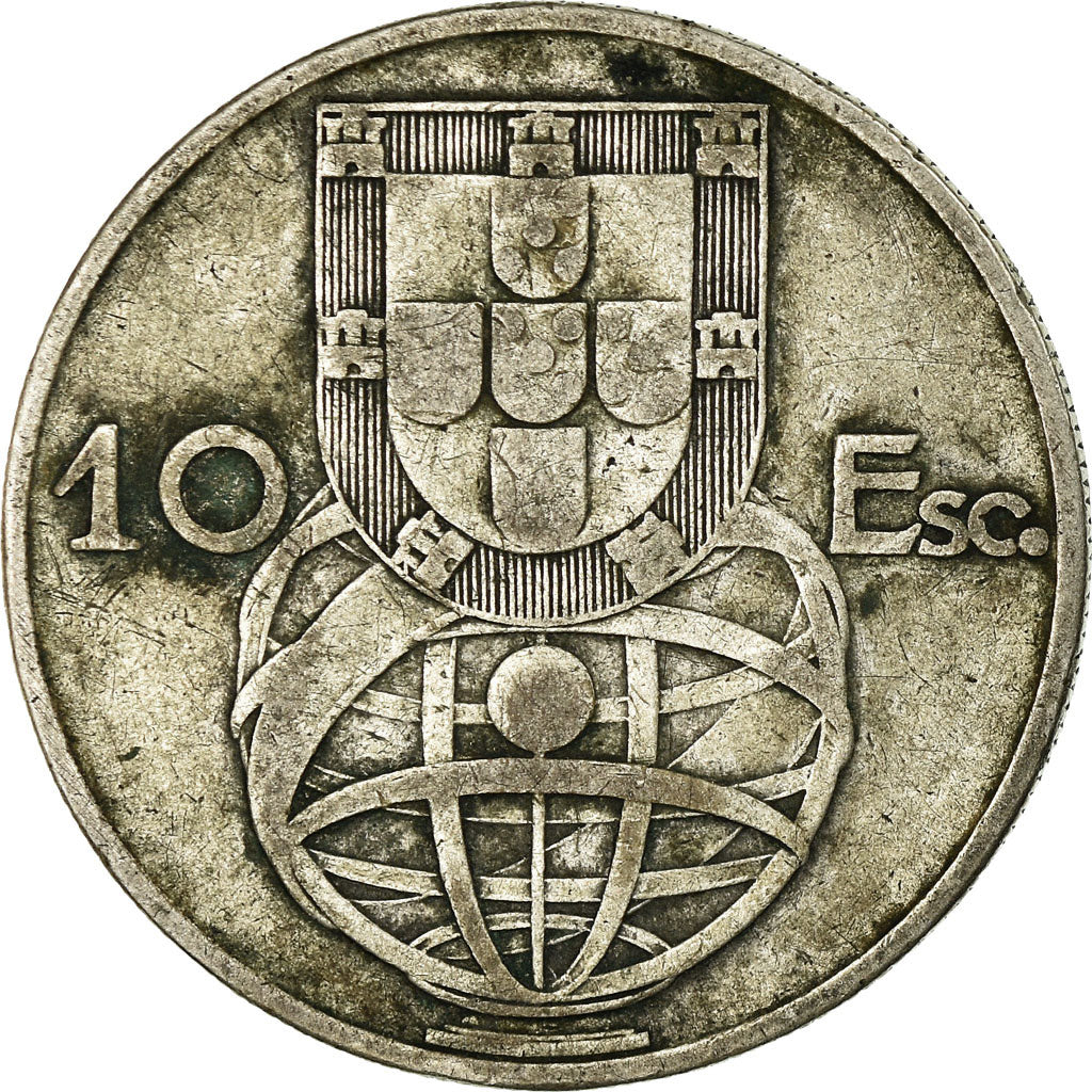 Coin, Portugal, 10 Escudos, 1954, VF(30-35), Silver, KM:586
