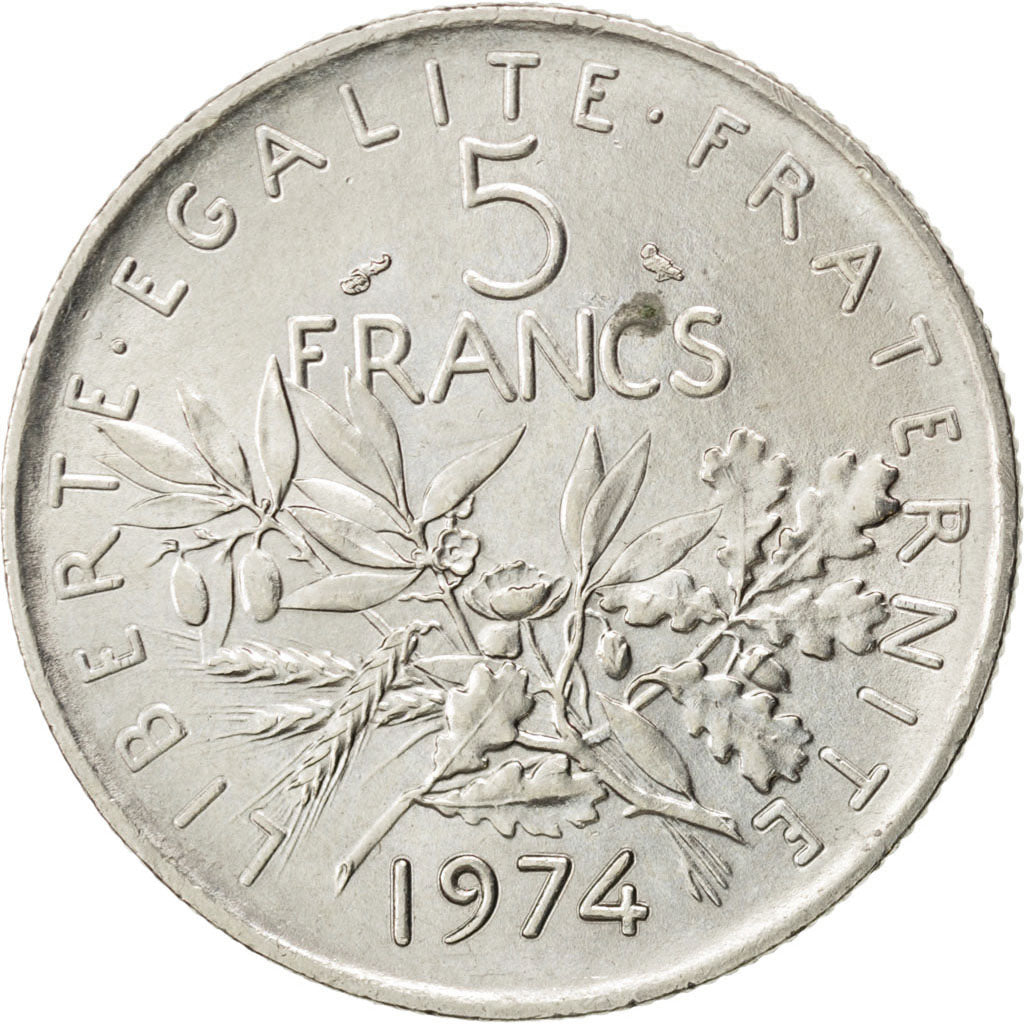 Vème République, 5 Francs Semeuse 1974, KM 926a.1