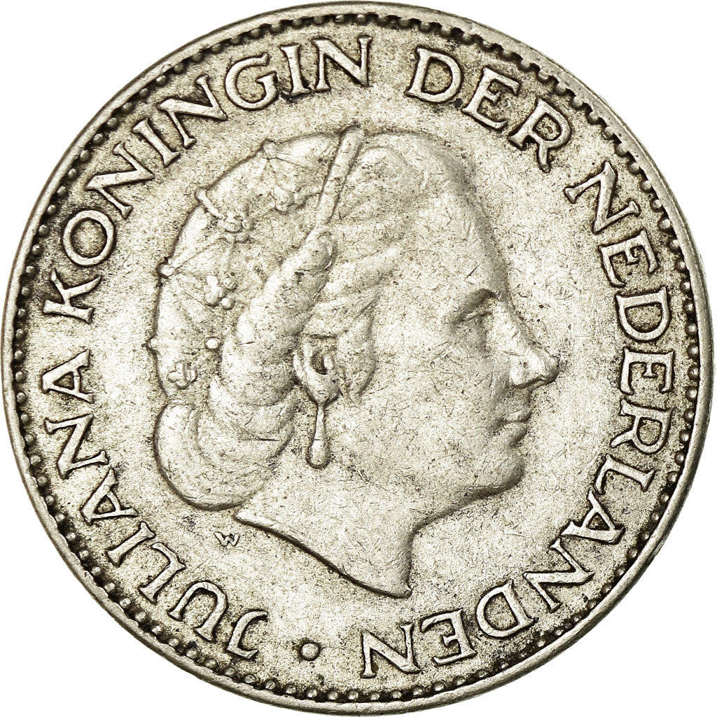 Coin, Netherlands, Juliana, Gulden, 1955, AU(50-53), Silver, KM:184