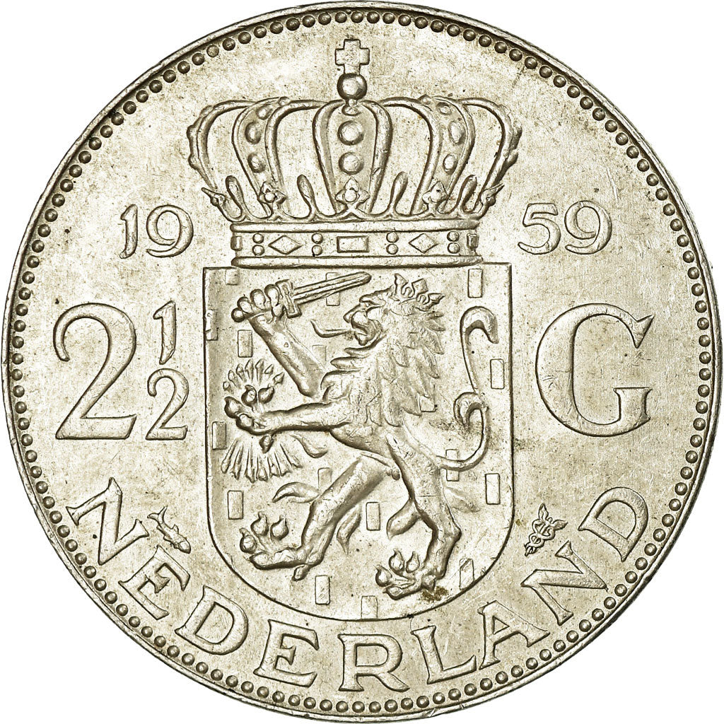 Monnaie, Pays-Bas, Juliana, 2-1/2 Gulden, 1959, SUP, Argent, KM:185
