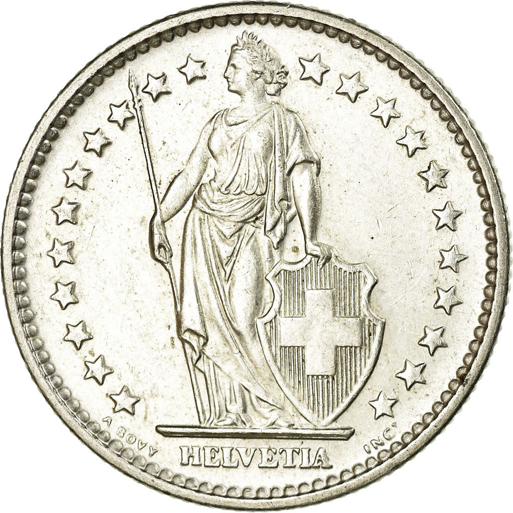 Coin, Switzerland, 2 Francs, 1967, Bern, MS(60-62), Silver, KM:21