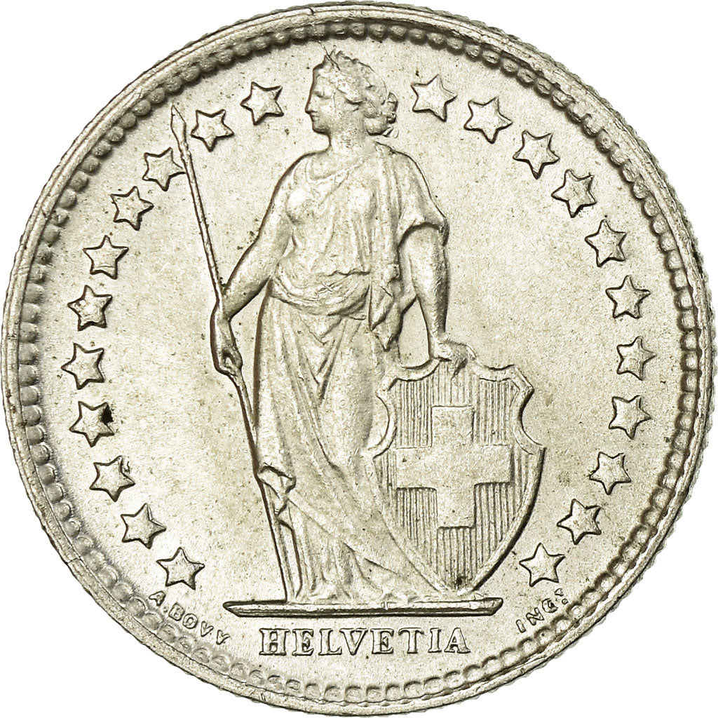 Coin, Switzerland, 1/2 Franc, 1957, Bern, MS(60-62), Silver, KM:23