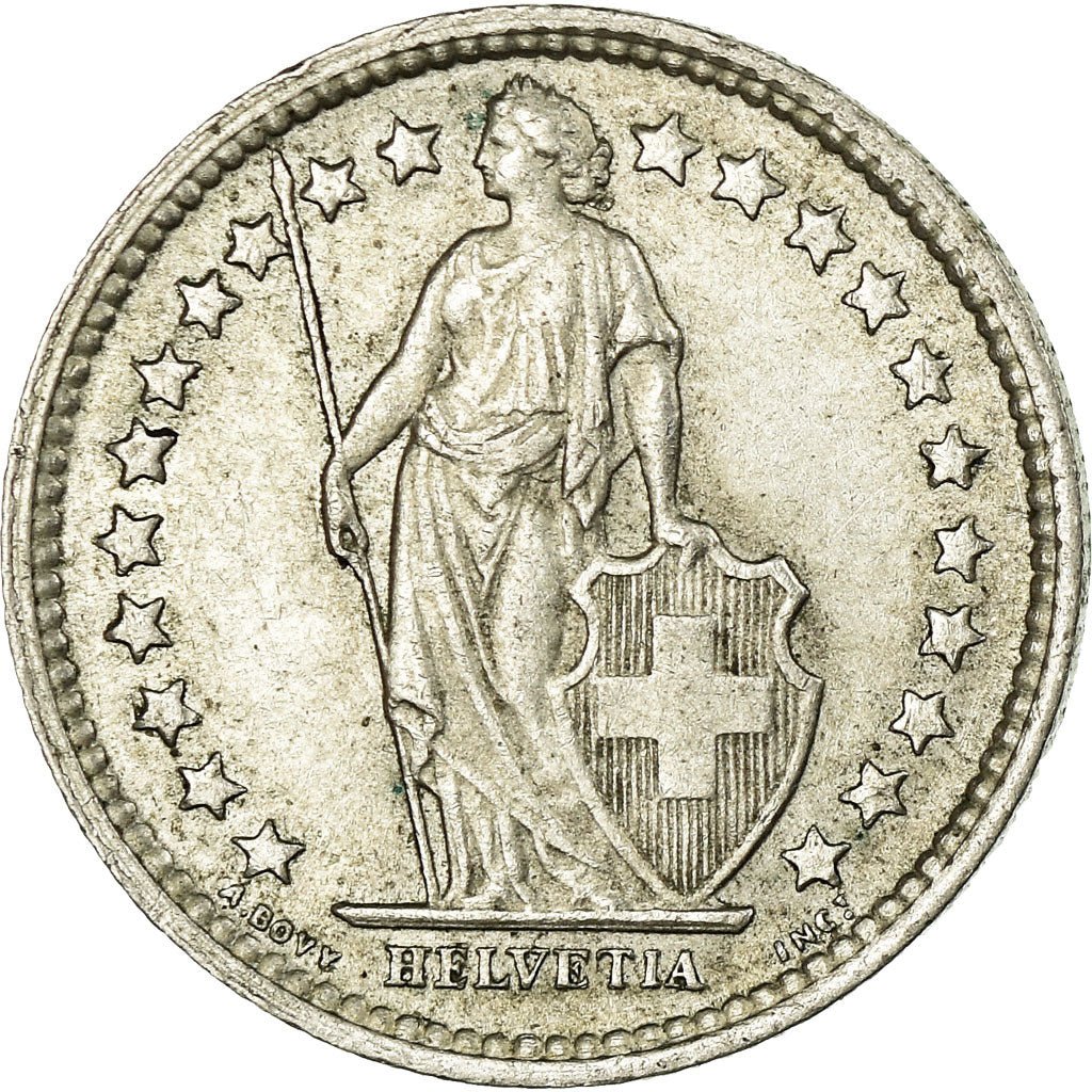 Coin, Switzerland, 1/2 Franc, 1957, Bern, AU(50-53), Silver, KM:23