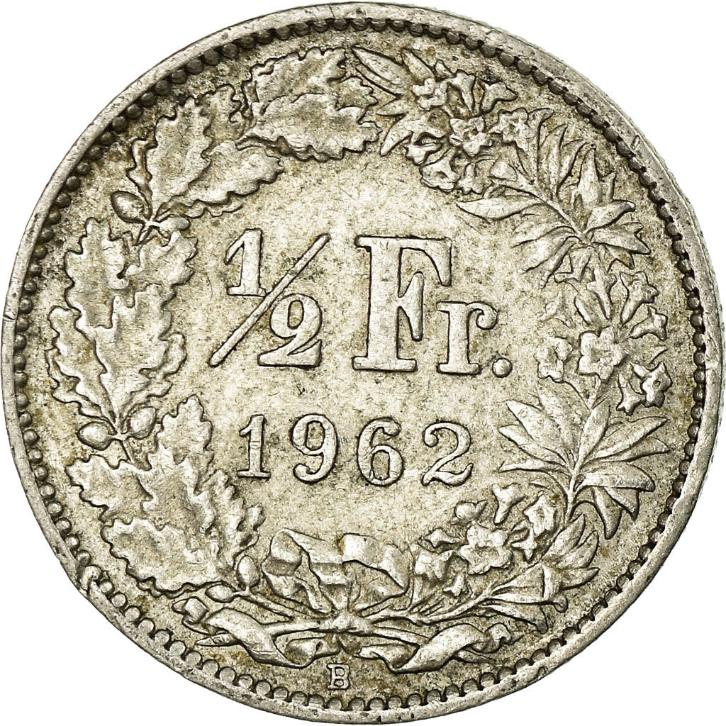 Coin, Switzerland, 1/2 Franc, 1962, Bern, AU(50-53), Silver, KM:23