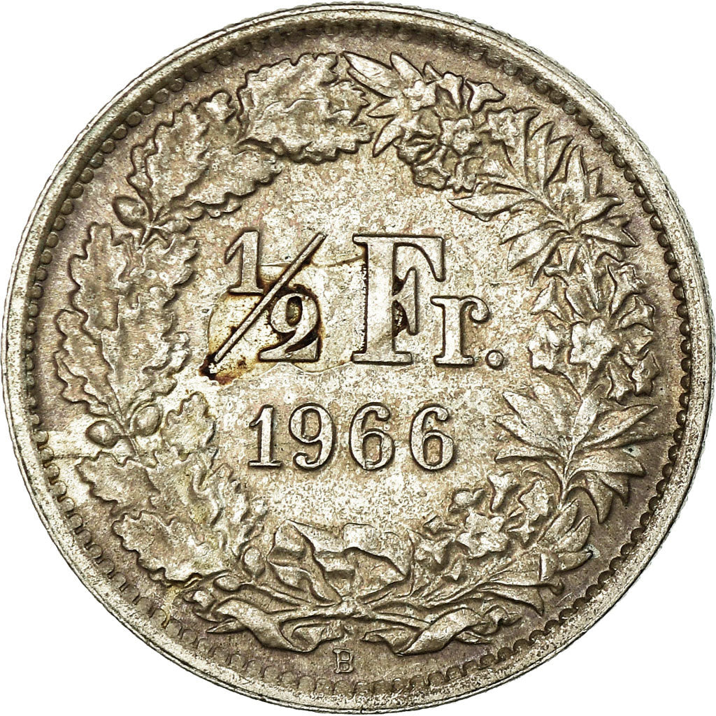 Coin, Switzerland, 1/2 Franc, 1966, Bern, AU(50-53), Silver, KM:23