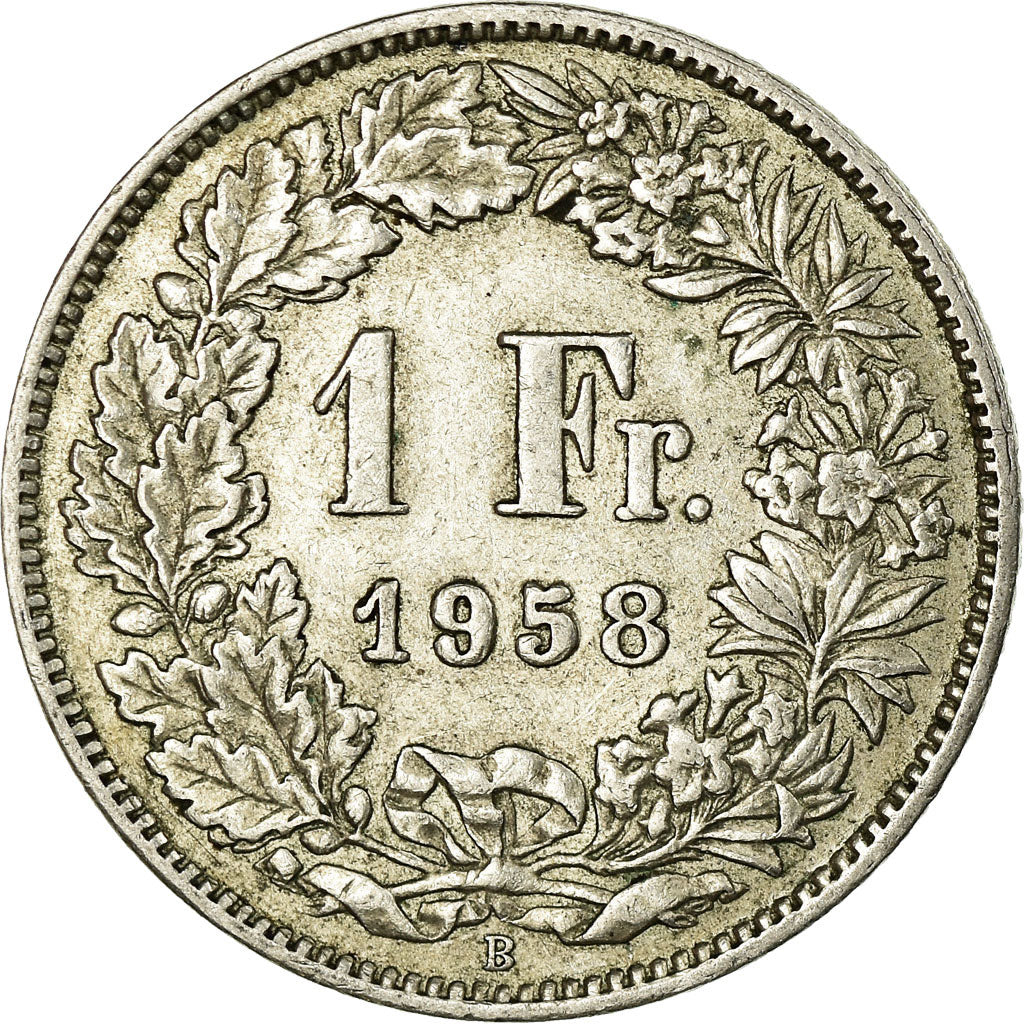 Coin, Switzerland, Franc, 1958, Bern, AU(50-53), Silver, KM:24