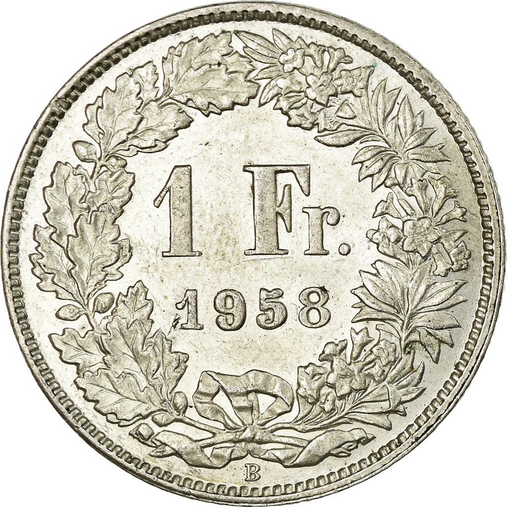 Coin, Switzerland, Franc, 1958, Bern, MS(60-62), Silver, KM:24
