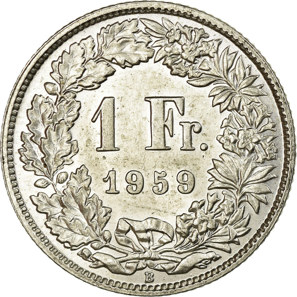 Coin, Switzerland, Franc, 1959, Bern, MS(63), Silver, KM:24