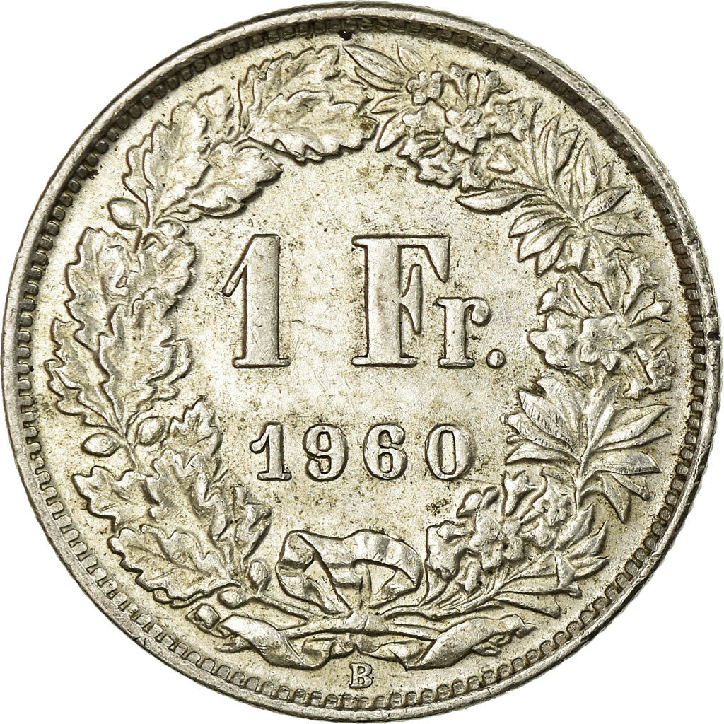 Coin, Switzerland, Franc, 1960, Bern, AU(55-58), Silver, KM:24