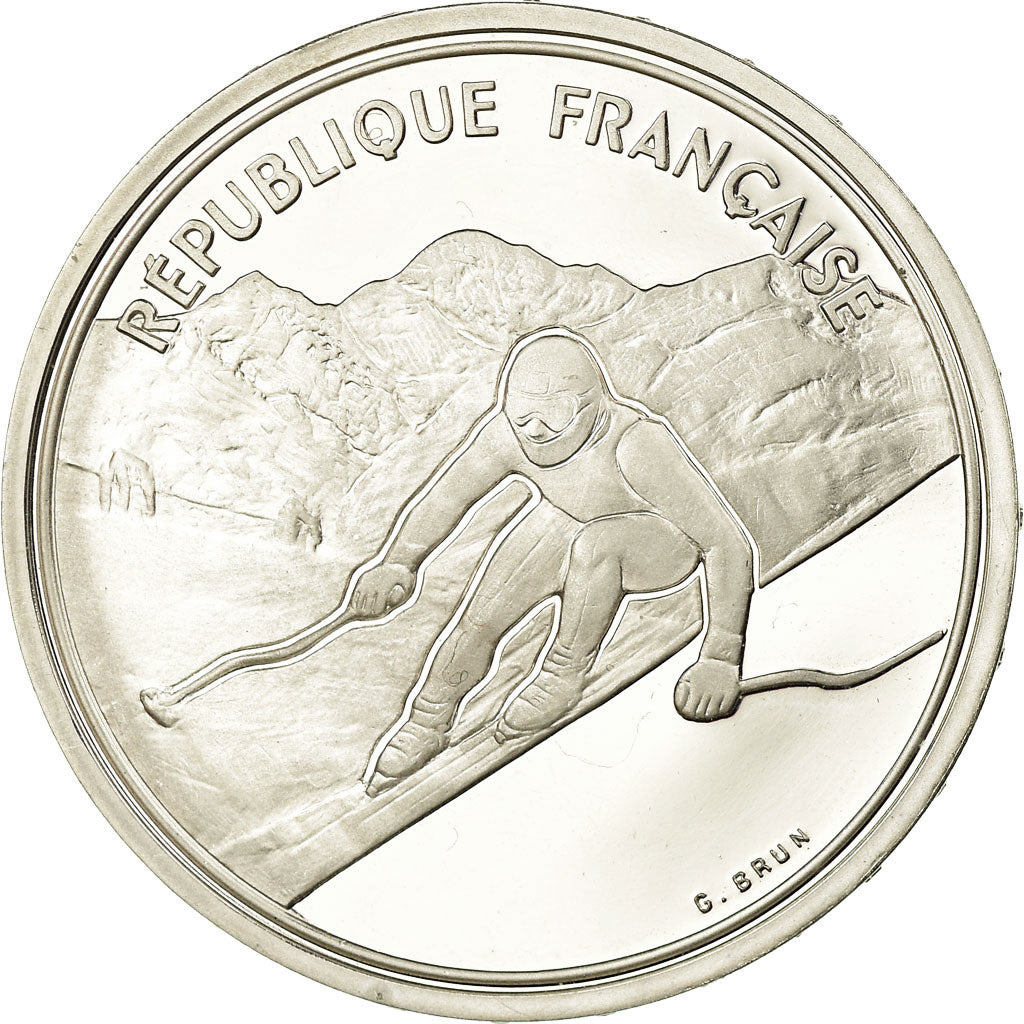 Coin, France, Alpine skiing, 100 Francs, 1989, Albertville 92, MS(65-70)