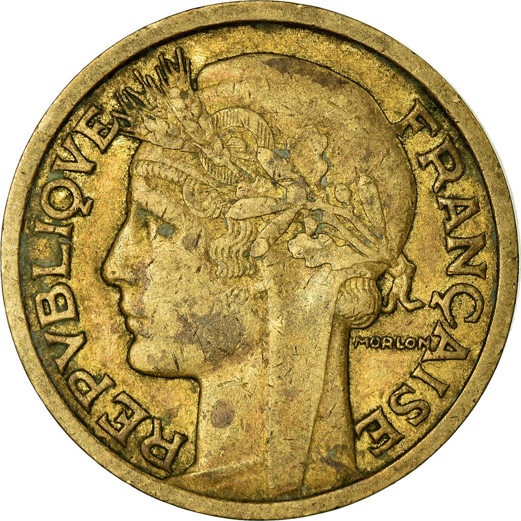 Moneda, Francia, Morlon, 2 Francs, 1935, Paris, BC+, Aluminio - bronce, KM:886