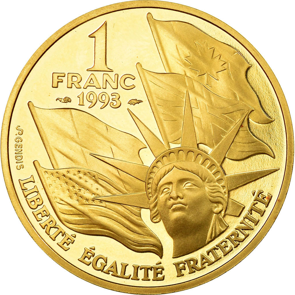 Coin, France, Franc, 1993, MS(65-70), Gold, KM:1015
