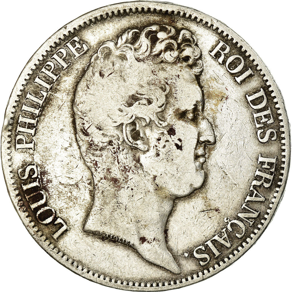 Moneda, Francia, Louis-Philippe, 5 Francs, 1830, Paris, BC+, Plata, KM:738