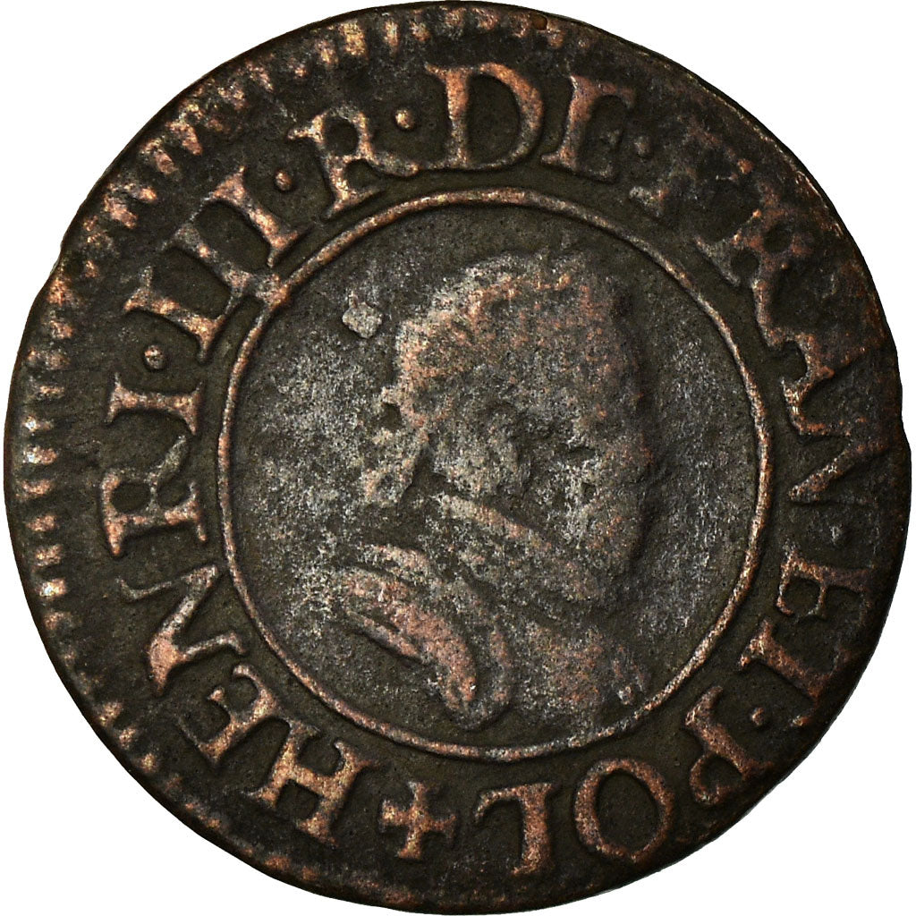 Coin, France, Henri III, Denier Tournois, 1578, Paris, EF(40-45), Copper