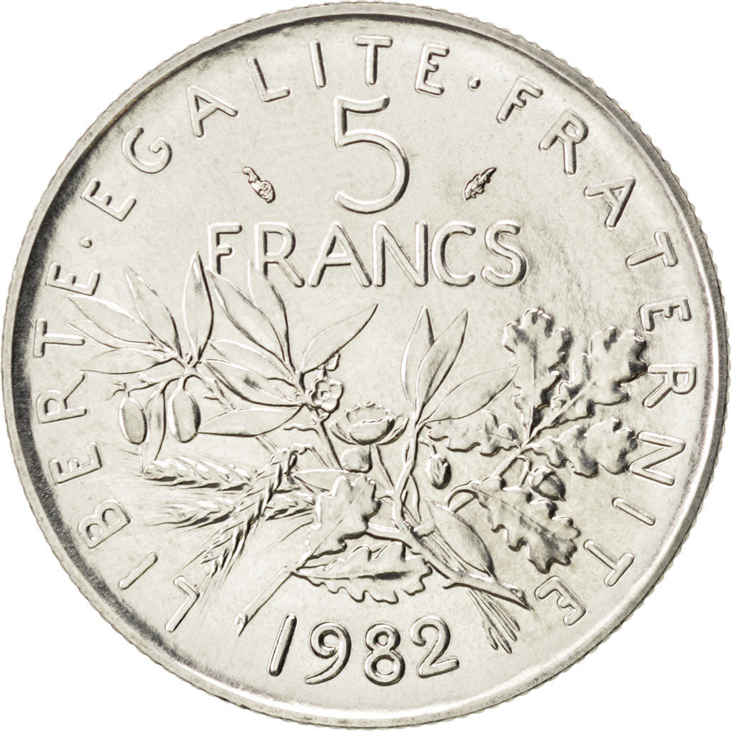 FRANCE, Semeuse, 5 Francs, 1982, Paris, KM #926a.1, MS(63), Nickel Clad...