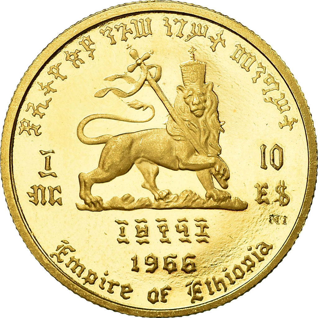 Coin, Ethiopia, Haile Selassie, 10 Dollars, 1966, Proof, MS(64), Gold, KM:38