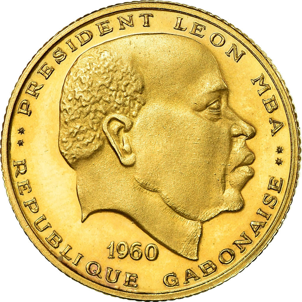Coin, Gabon, Léon Mba, 10 Francs, 1960, Paris, Proof, MS(64), Gold, KM:1