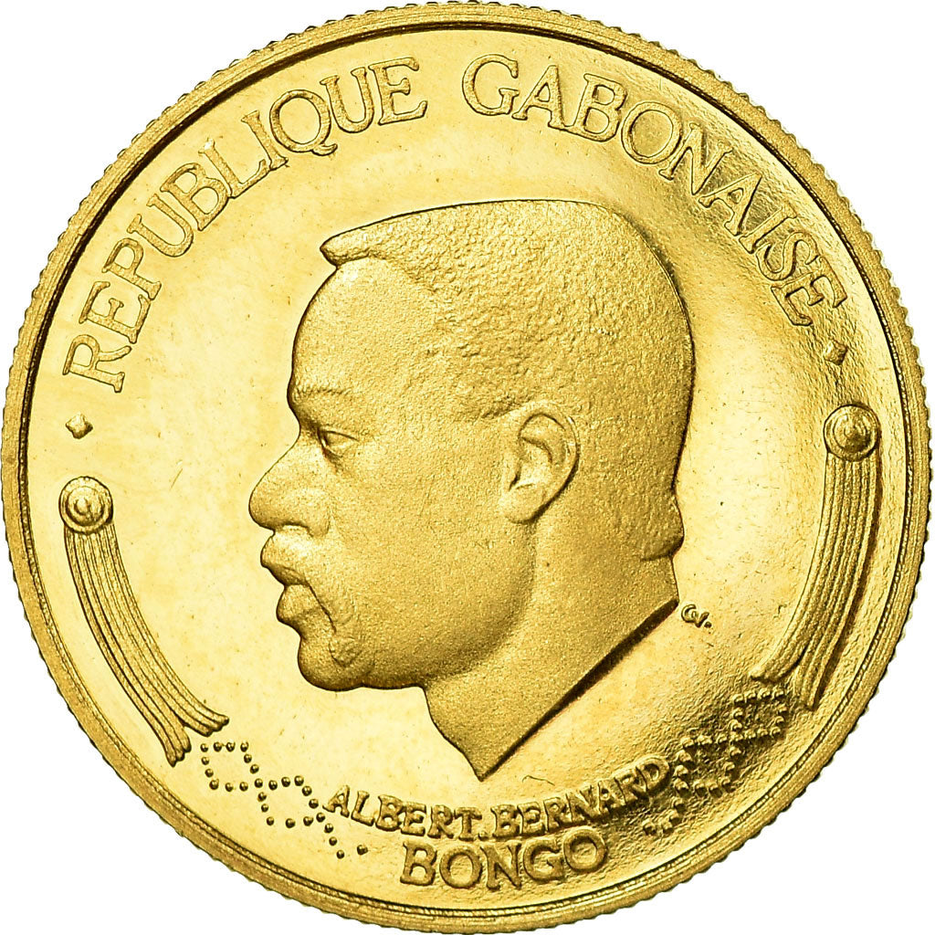 Coin, Gabon, Albert Bernard Bongo, 1000 Francs, 1969, Proof, MS(64), Gold, KM:6