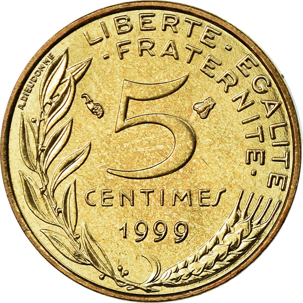 Coin, France, Marianne, 5 Centimes, 1999, Paris, MS(65-70), Aluminum-Bronze