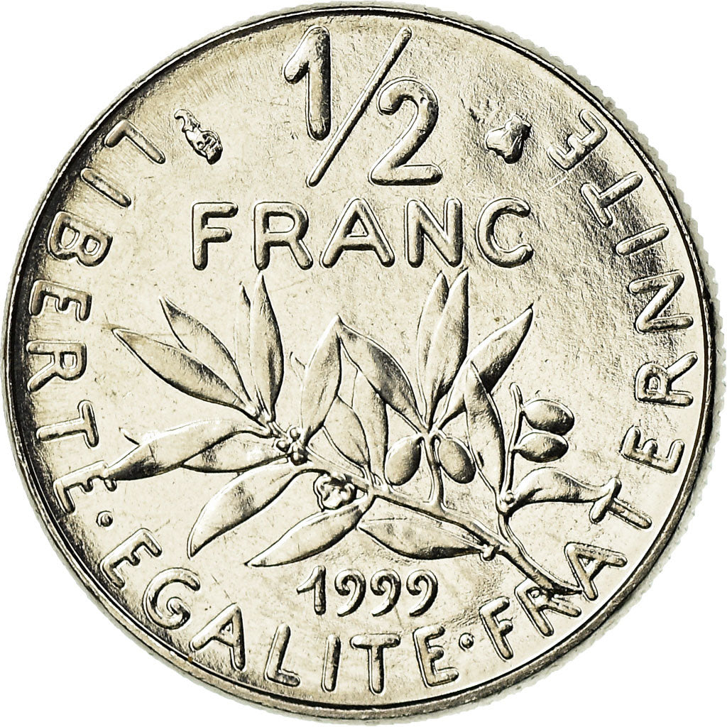 Coin, France, Semeuse, 1/2 Franc, 1999, Paris, MS(65-70), Nickel, KM:931.1