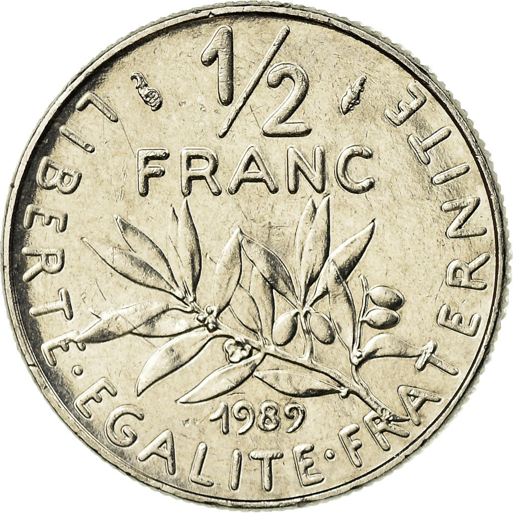 Münze, Frankreich, Semeuse, 1/2 Franc, 1989, Paris, VZ+, Nickel, KM:931.1