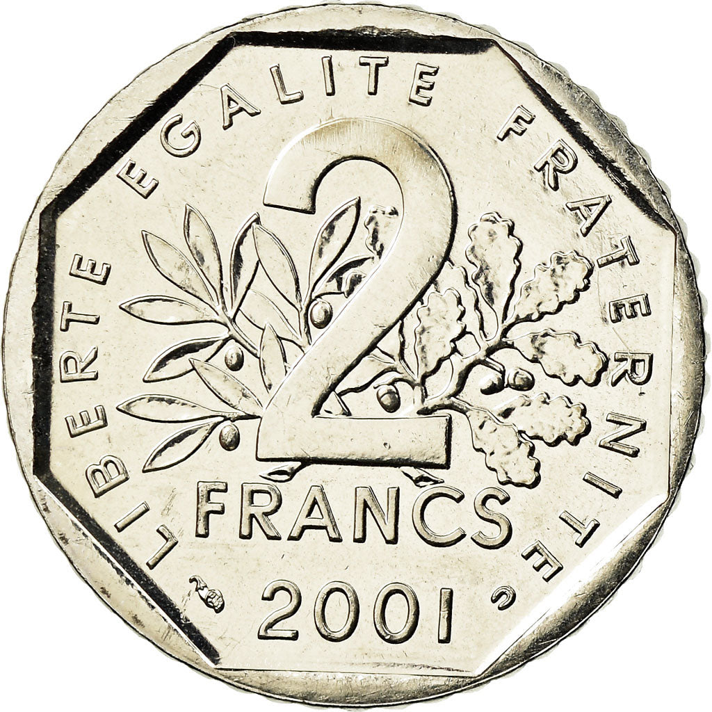Munten, Frankrijk, Semeuse, 2 Francs, 2001, Paris, UNC, Nickel, KM:942.2