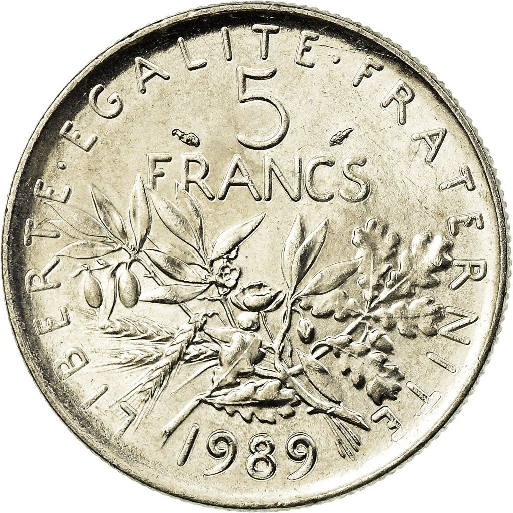 Coin, France, Semeuse, 5 Francs, 1989, Paris, MS(64), Nickel Clad Copper-Nickel
